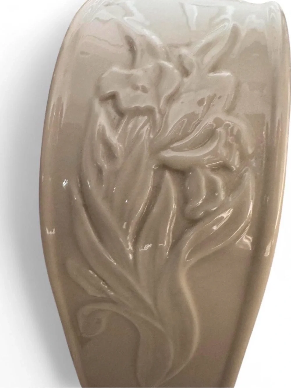 Lenox White Ceramic Floral Relief Mantel Clock with Gold Bezel